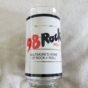 98 Rock WIYY Baltimore Subway Sandwiches Tall Drinking Glass 1980's NEVER USED
